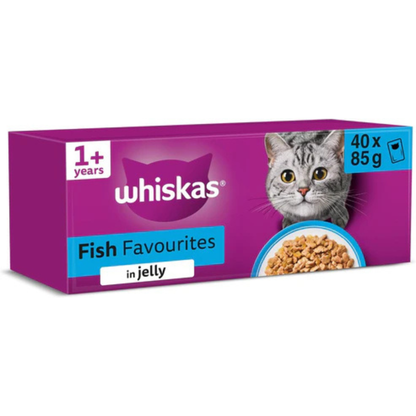 WHISKAS Adult Wet Cat Food in Jelly 40x85g Fish Favourites