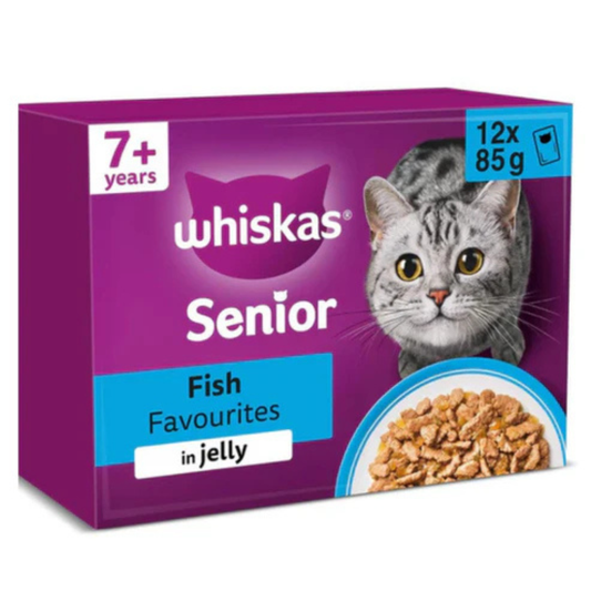 whiskas 7+ Cat Pouches Fish Favourites in Jelly 12x85g