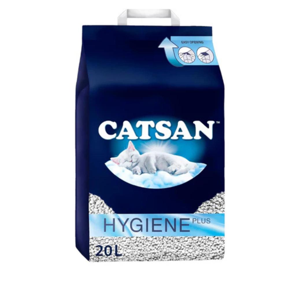 Catsan Hygiene Plus Cat Litter 20L - Natural Non-Clumping - Odor Control - Highly Absorbent Cat Sand