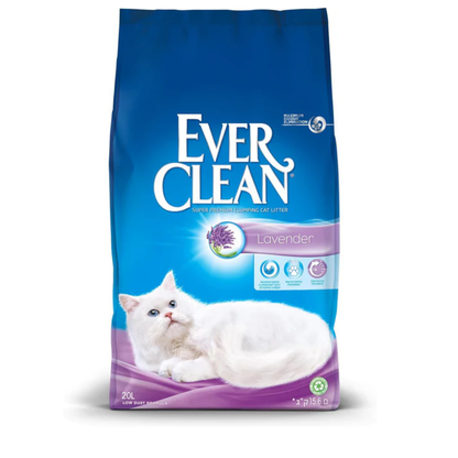 Ever Clean Lavender Clumping Cat Litter 20L - Lavender Scented - Strong Clumping - Odor Control - Easy Scoop Clay Litter