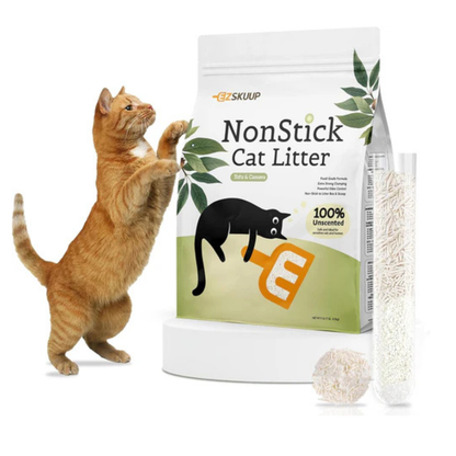Non-Stick Ultra Clumping Tofu Cat Litter with Cassava, Odour Control Low Tracking Kitty Litter, Plant-Based Natural Ingredients Cat-Litter, Last Twice as Long as Clay Litter, 4.1kg X 1 Pack (7.5L)