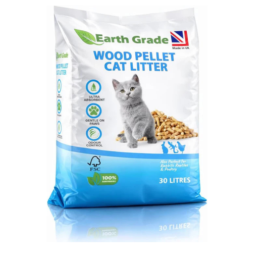 30L Premium Wood Pellet Cat Litter – Ultra Absorbent – Biodegradable – Natural Pine Wood Cat and Kitten Litter