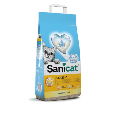 Sanicat Classic Unscented Cat Litter 10L – Fast Absorption – Odor Control – Low Dust Mineral Cat Litter for Hygiene