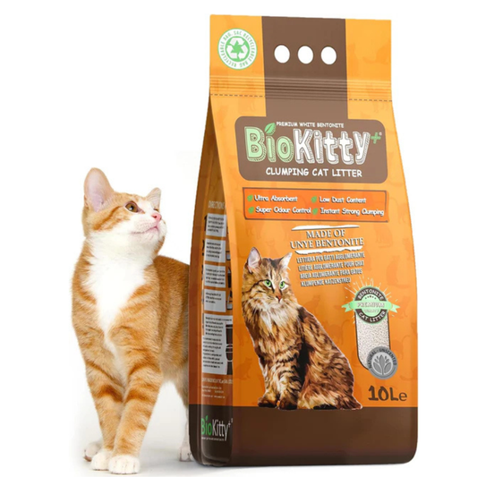 BioKitty Clumping Cat Litter 10L – Unscented – Natural Bentonite Minerals – Strong Clumping – Odor Control – Dust Free Cat Litter Pack of 1