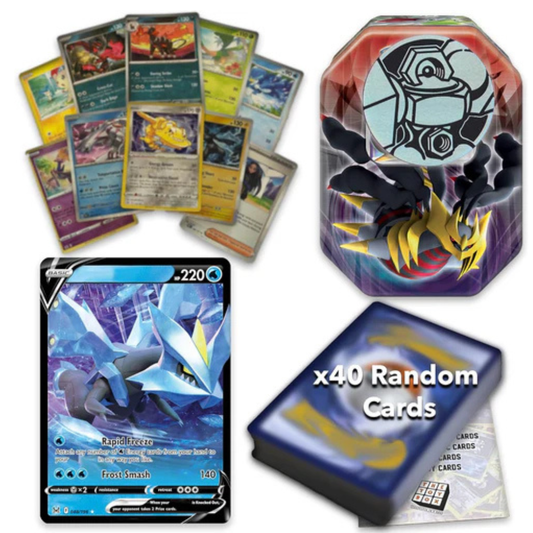 Ultimate Shiny Tin Bundle – 50 Pokemon Cards with 10 Holographic Pokemon Shiny Cards, 1 Rare Ultra Shiny Card, 1 Coin, Reusable Mini Tin for Pokemon TCG Fans