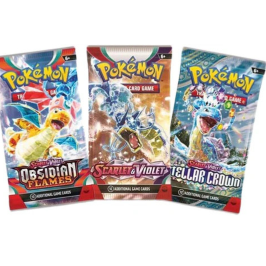 Pokémon Cards Booster Pack Gift Bundle – 3 Assorted Packs from Sword & Shield & Scarlet & Violet Sets | Titan Authenticated Pokémon TCG Gift Set