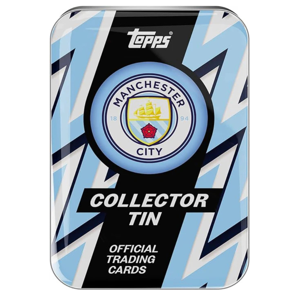 2025/26 Manchester City Collector Tin – 35 Official Football Trading Cards with Limited Editions & Parallel Cards | Premium Soccer Card Collection