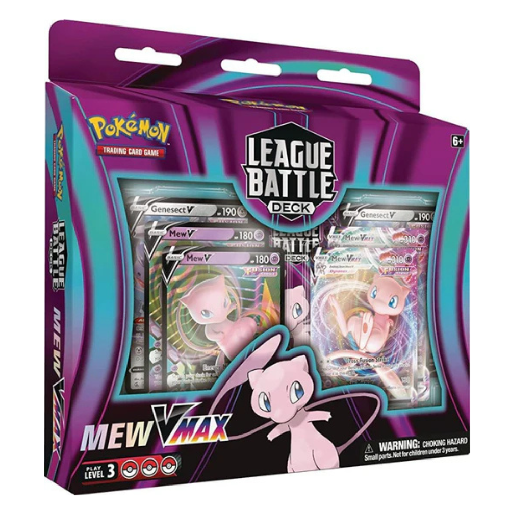 Pokémon TCG Mew VMAX League Battle Deck – 60 Card Ready-to-Play Deck with 4 Foil V Cards & 2 Foil VMAX Cards, Strategy Guide & Accessories