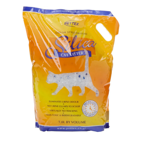 Pettex Silica Cat Litter Granules 7.6L – Ultra Absorbent – Crystal Odor Control – Dust Free Non Clumping Cat Litter