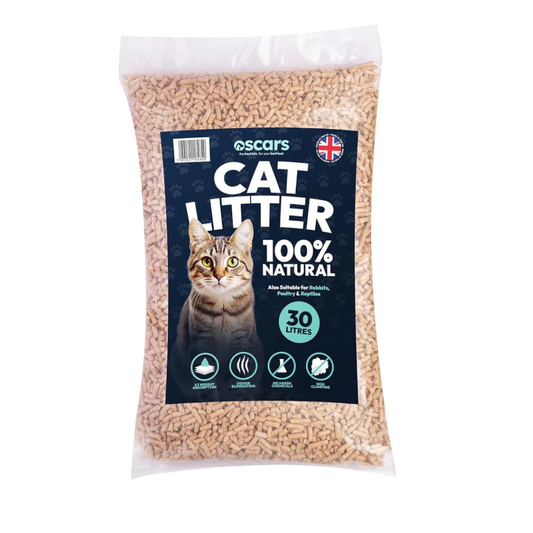 Oscars Cat Litter 30L - Ultra Absorbent Wood Pellets - Non Clumping Dust Free Odor Control Natural Pine Cat Litter