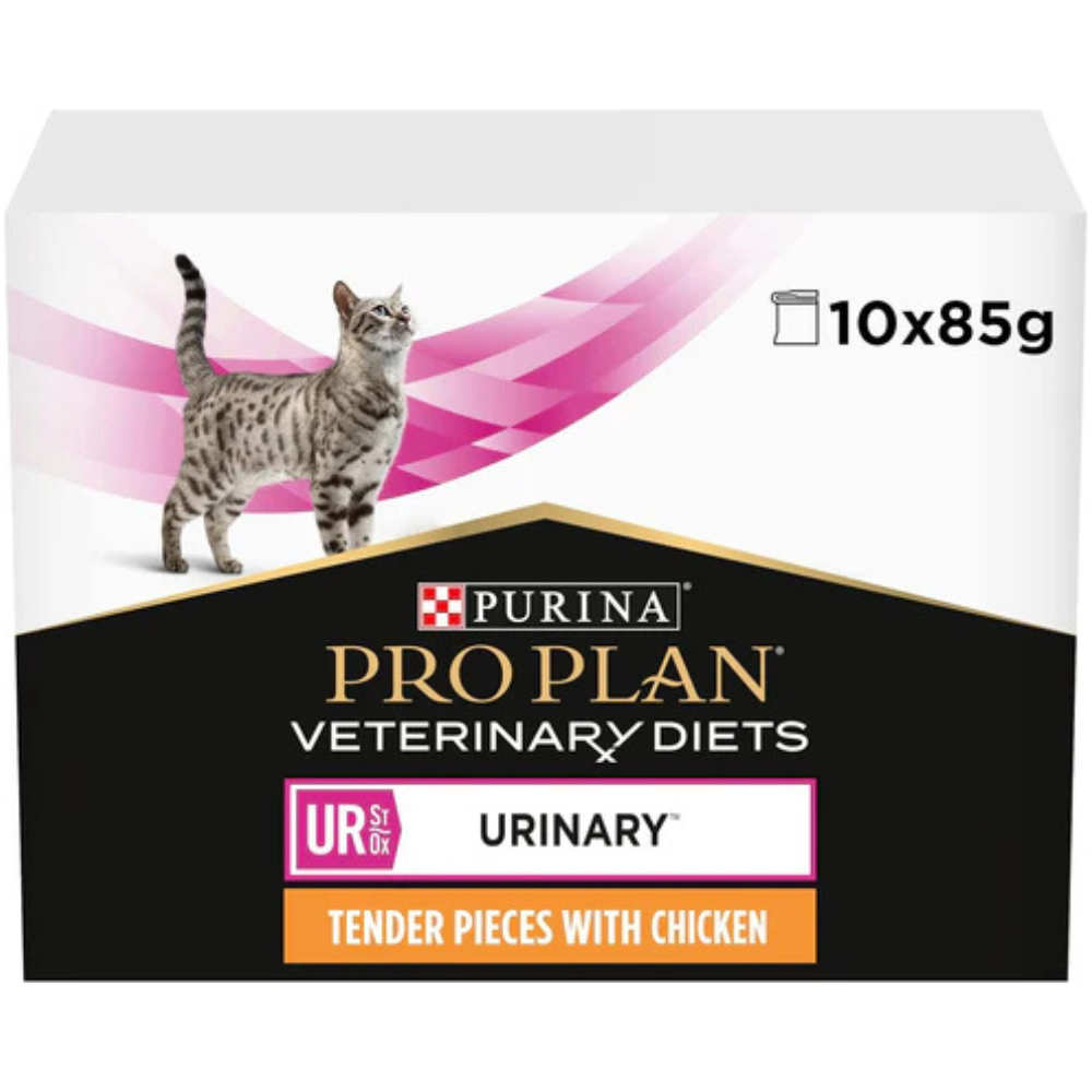 PRO PLAN VETERINARY DIETS UR Urinary Chicken Wet Cat Food 10x85g (Pack of 4)