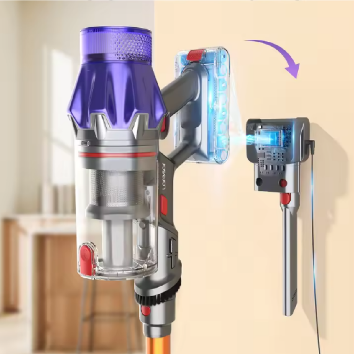Laresar V7 Cordless Vacuum Cleaner - 500W 50KPa Powerful Suction Handheld Vacuum with Smart LCD Display