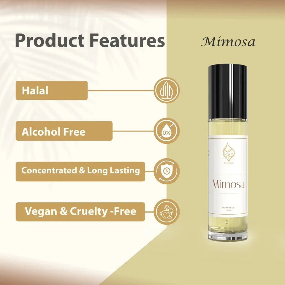 Mimosa Perfume Oil for Women - Floral Powdery Vanilla Roll-On Attar 10ml