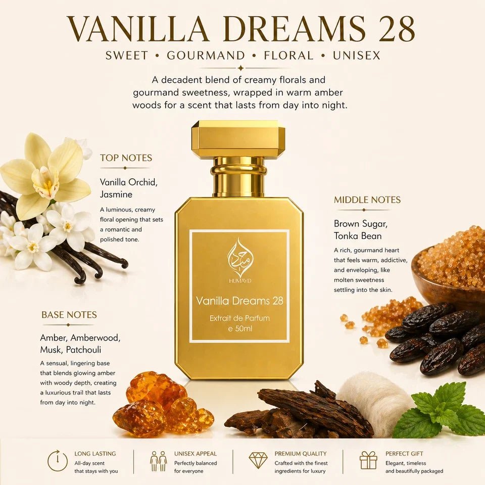 Vanilla Dreams Arabian Perfume Unisex - Gourmand Vanilla Fragrance 50ml
