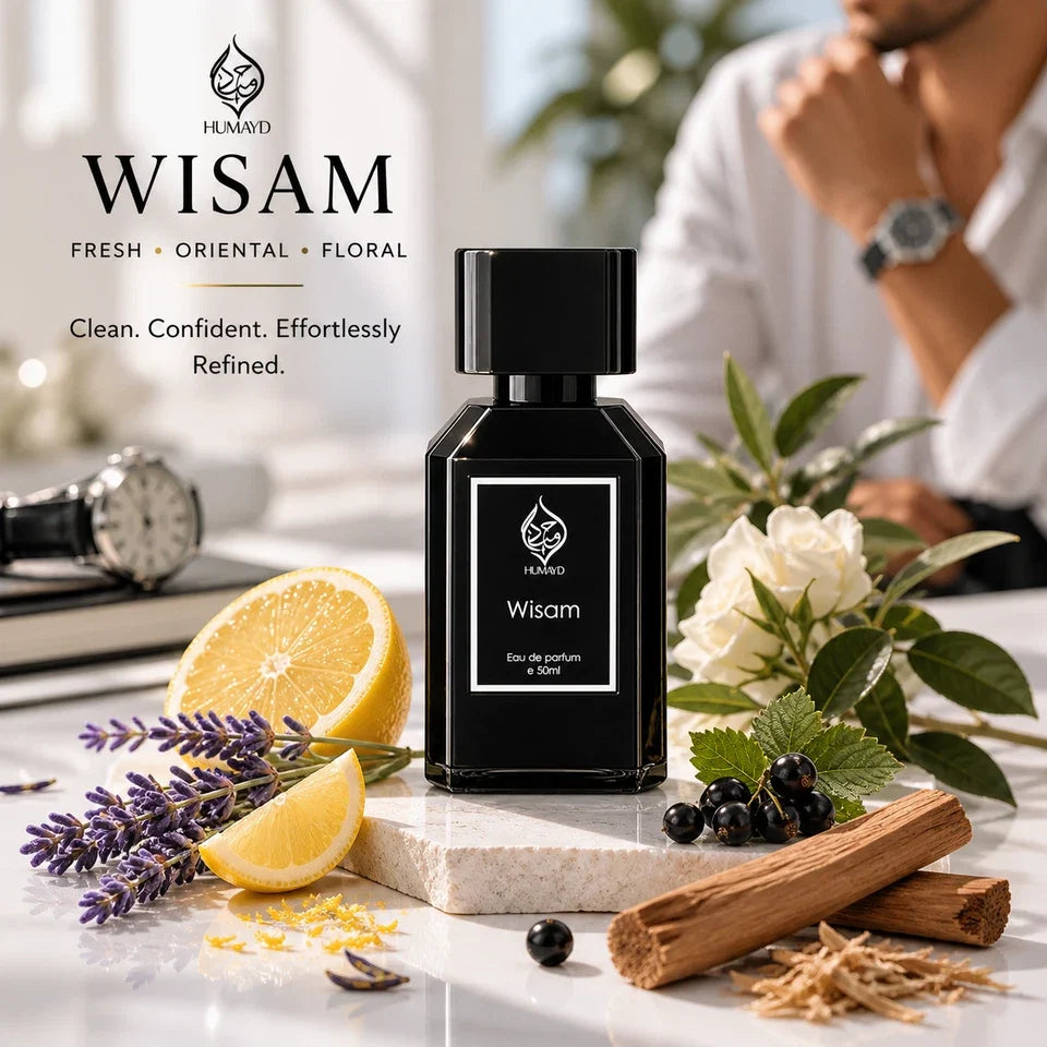 Wisam EDP Perfume for Men - Fresh Oriental Woody Arabian Fragrance 50ml