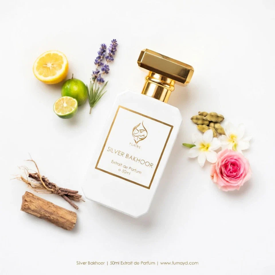 Silver Bakhoor Perfume Unisex - Long Lasting Arabian Floral Spicy Fragrance 50ml