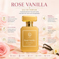 Rose Vanilla Perfume Unisex - Long Lasting Floral Gourmand Fragrance 50ml