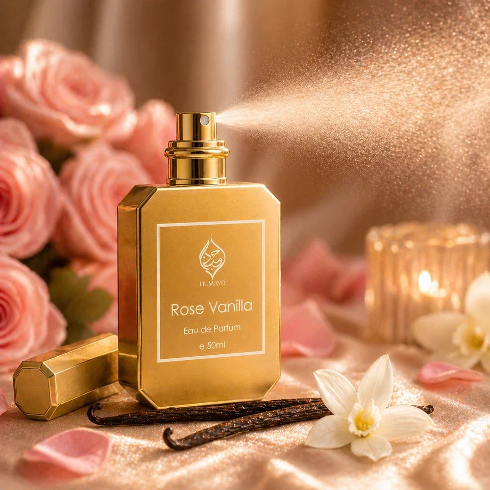 Rose Vanilla Perfume Unisex - Long Lasting Floral Gourmand Fragrance 50ml