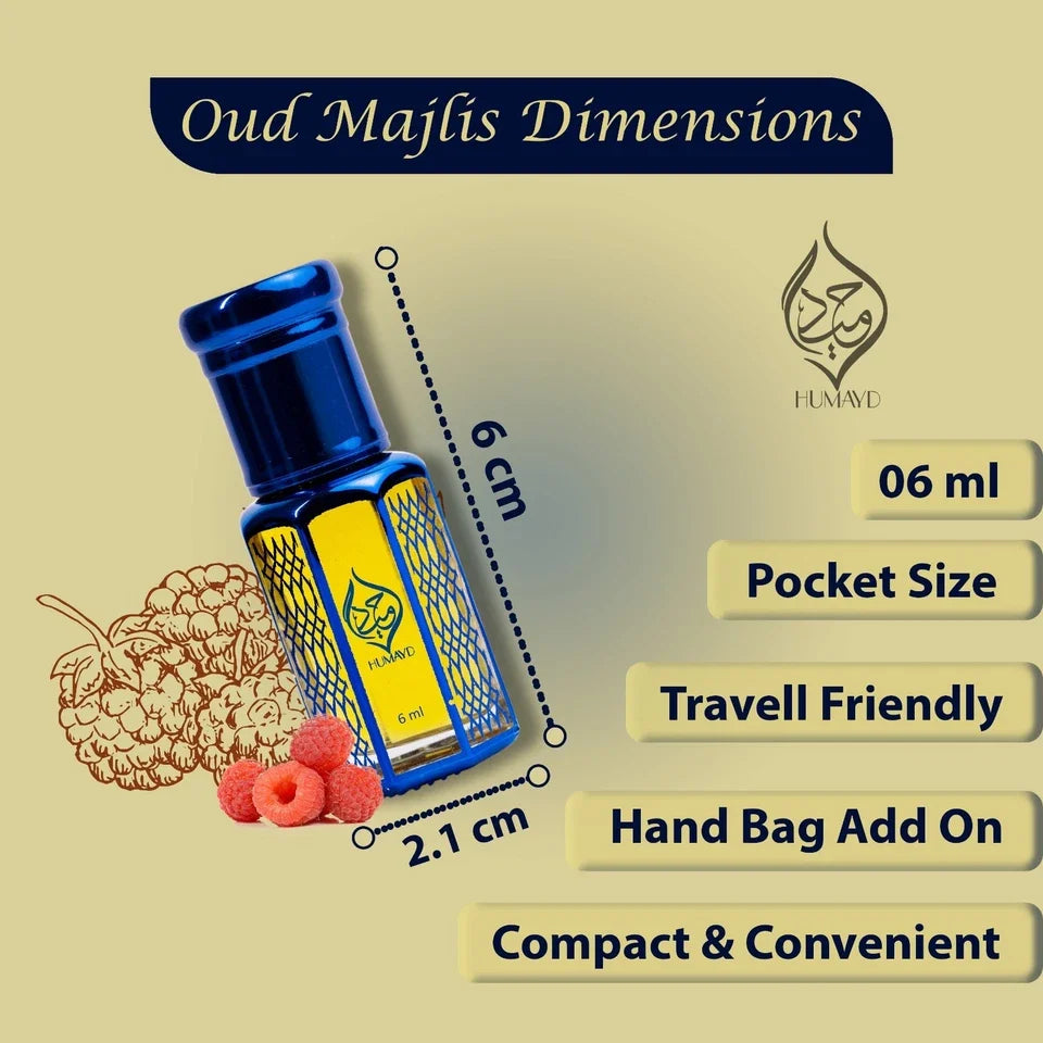 Oud Majlis Perfume Oil Unisex - Concentrated Arabian Attar Roll-On 6ml