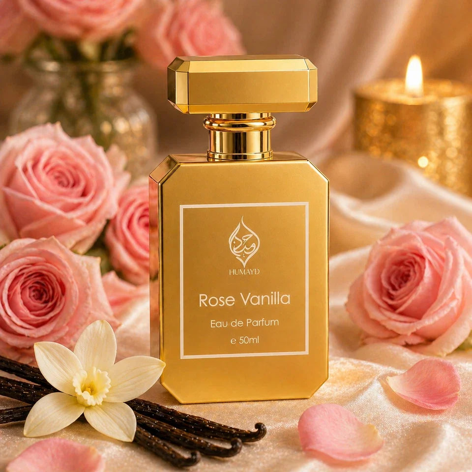 Rose Vanilla Perfume Unisex - Long Lasting Floral Gourmand Fragrance 50ml