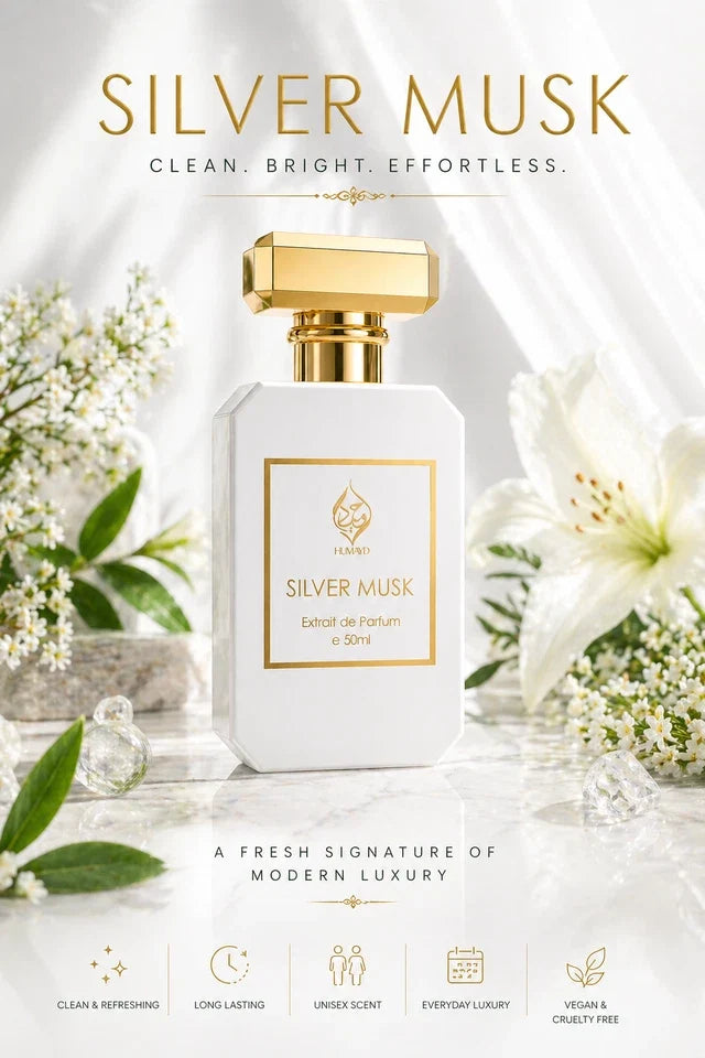 Silver Musk Extrait de Parfum Unisex - Citrus Floral Musk Fragrance 50ml