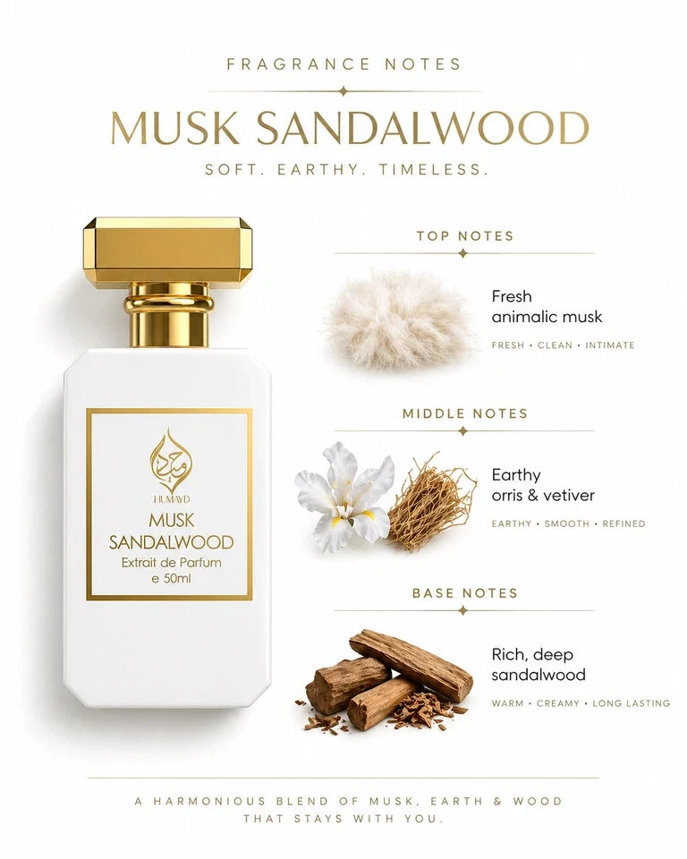 Musk Sandalwood Extrait de Parfum Unisex - Woody Musk Fragrance 50ml
